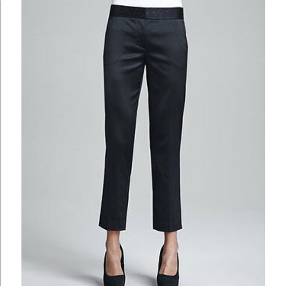 Tory Burch Black Silk Straight Leg Dress Pants - Picture 2 of 8